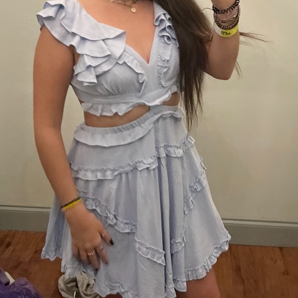 Light blue dress with cut outs!